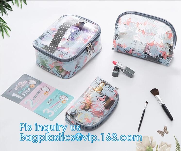 Travel Organizer Mini Cosmetics Clear Pvc Zipper Bag With Handles, vinyl pvc travel cosmetic packaging bag with zipper,