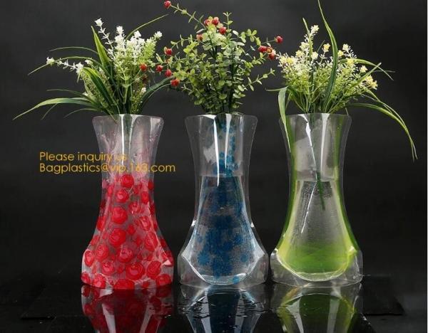 small standup vase folding disposable plastic vinyl for wedding, Wide Transparen