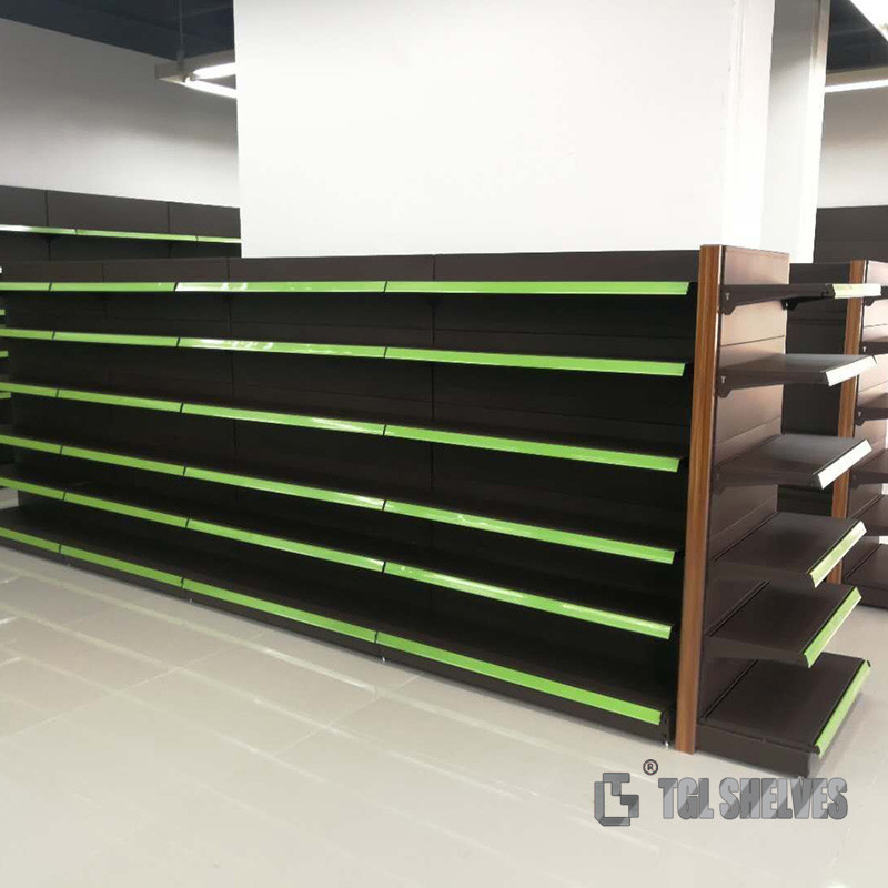 Wooden Supermarket Shelf Rack Powder Coating Modern Combinated freely