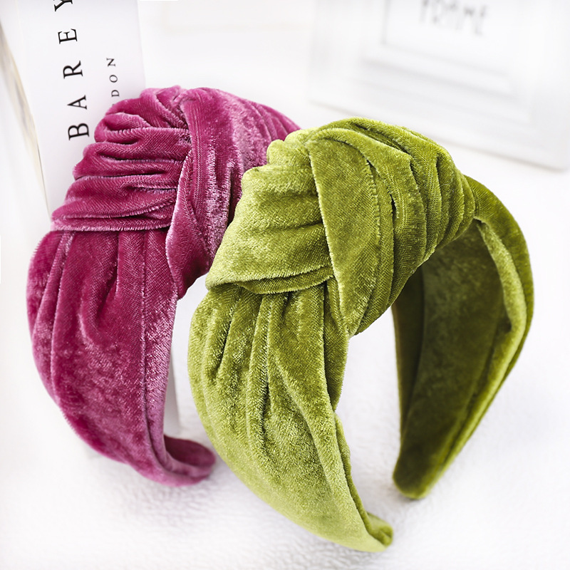 Colorful Top Knot Hair Accessories Knitted Hair Band Women Velvet Plush Headbands