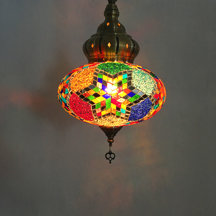 Turkish Lamp Colorful Glass Pendent Light E14 Warm White Bedroom Bar Corridor Balcony Light(WH-DC-17)