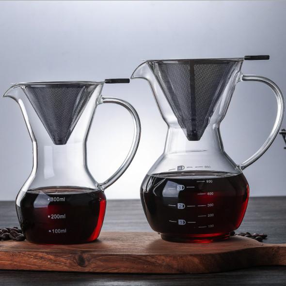 Eco - Friendly Glass Pour Over Coffee Maker Carafe Coffee Dripper Brewer Pot