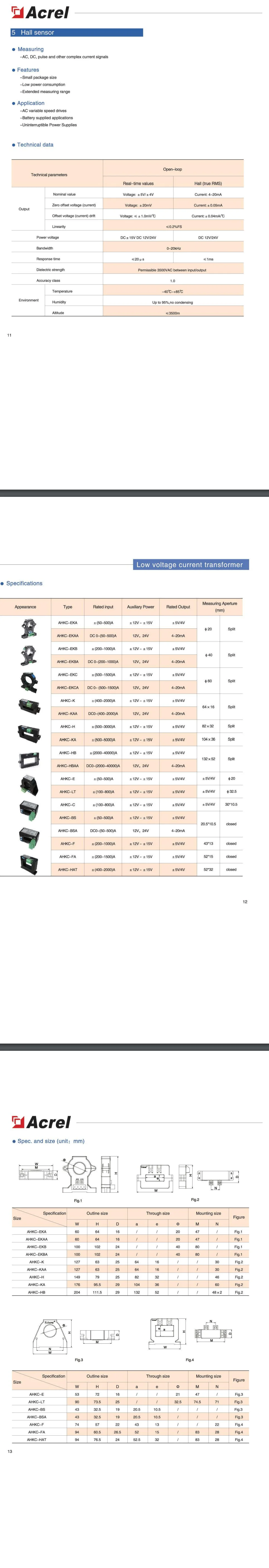 Acrel AHKC-HB Input 0-40000A Outpu 0-5V Split Core Dc Current Transducer