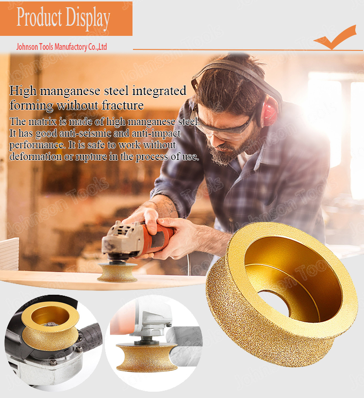 Vacuum Brazed Marble Granite Stone Quartz Tile Ceramic Diamond Abrasive Grinding Profile Wheel for Angle Grinder