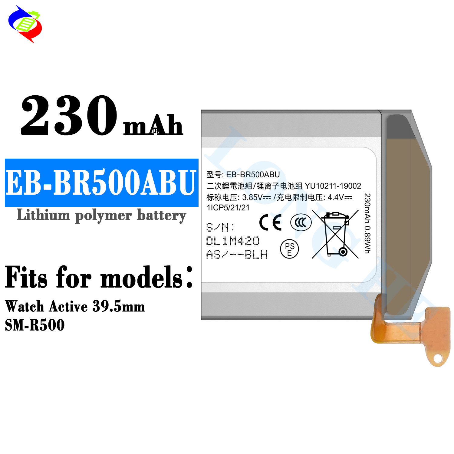230mAh EB-BR500ABU Battery for Samsung Galaxy Watch Active SM-R500 Replacement Batteries batterie