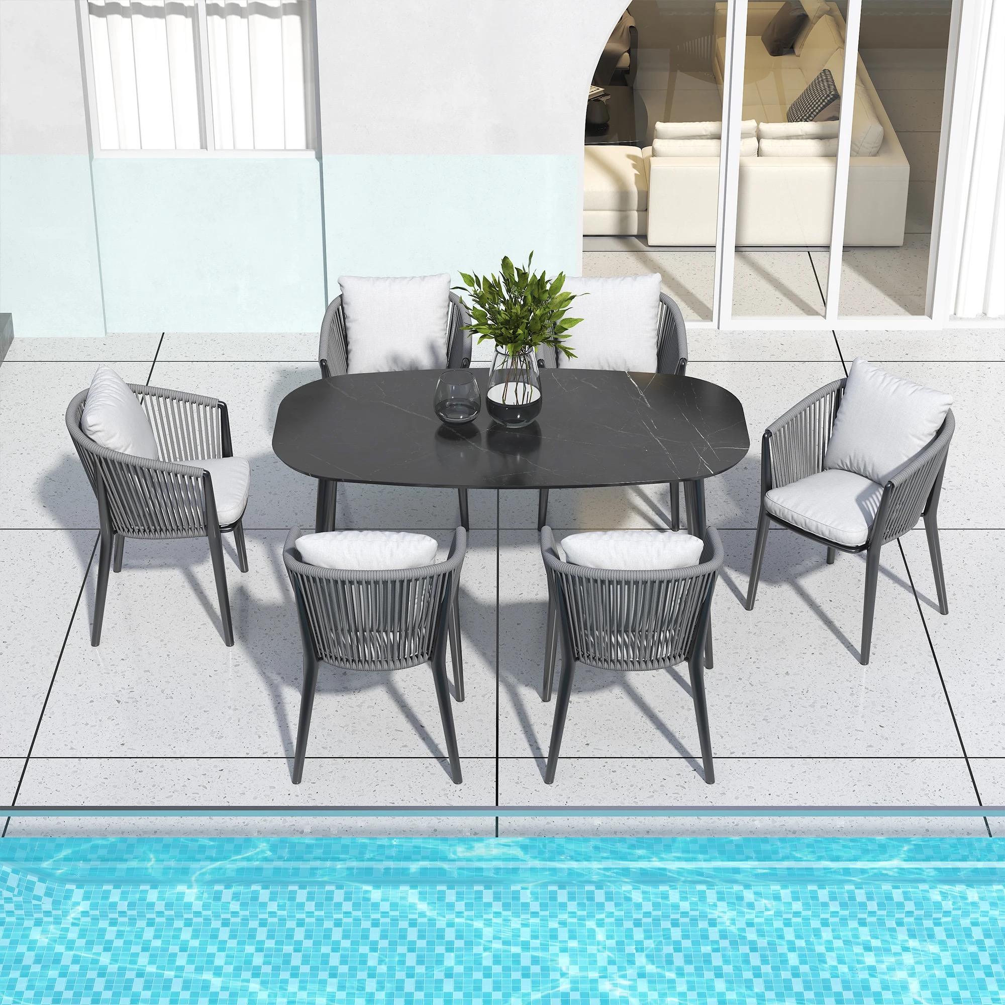Open Air Balcony Garden Furniture Set Unfolded Plastic Rattan Chair And Table