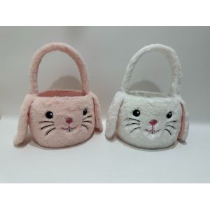 150mm 4Pink and White Easter Bunny Stuffed Animal Rabbit Plush Toy With Basket