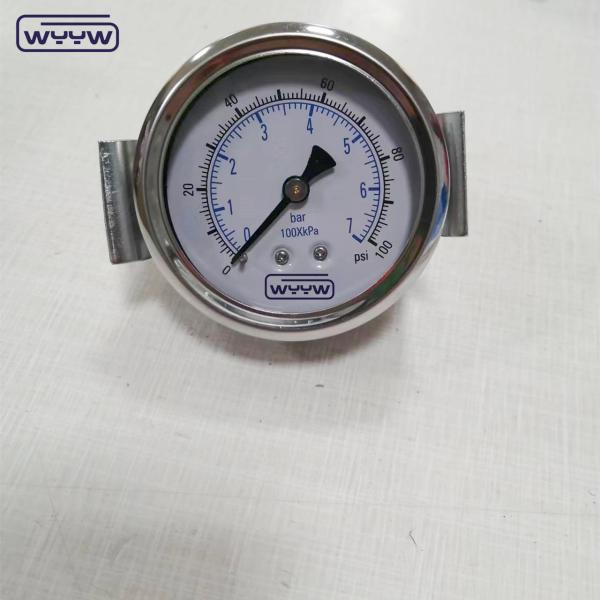 Quality ss304 hydraulic jack 1/4"bsp 2.5" axial liquid filled clamp pressure gauge for sale