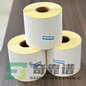  Thermal Paper Sticker Barcode Sticker with Yellow Color Glassine Liner Manufactures