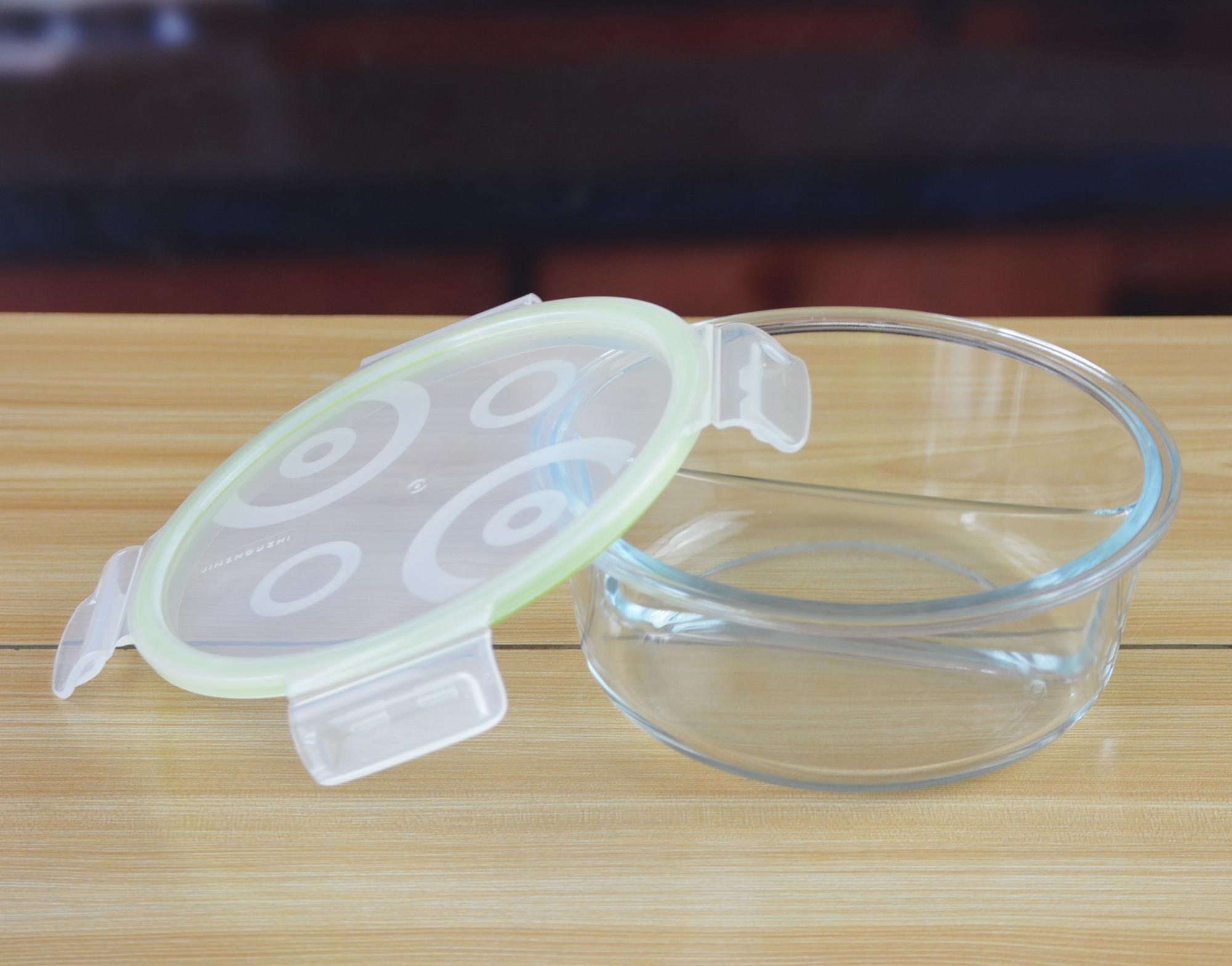 Two Pots Borosilicate Clear Glass Storage Jars , Glass Bowls With Lids