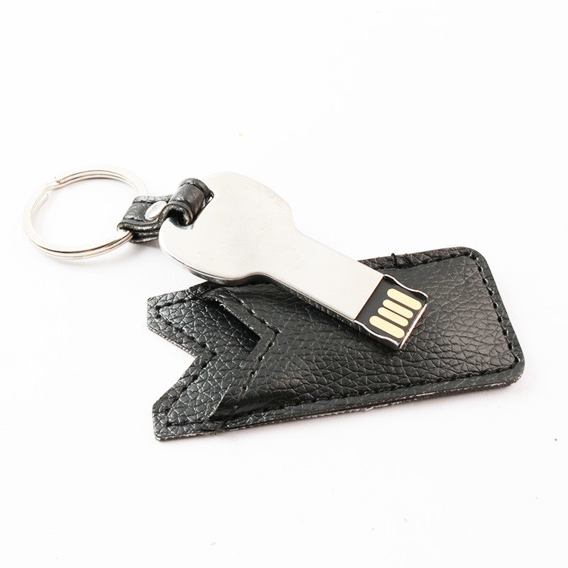 30MB/S Metal Key USB Stick 2.0 Portable 64GB 128GB With Leather Cover
