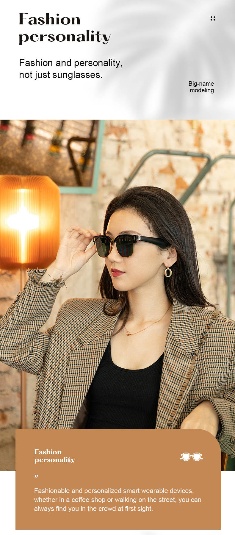 Bluetooth Eyeglasses Android Smart Glasses Sunglasses Lens Dual Stereo Speaker For Women