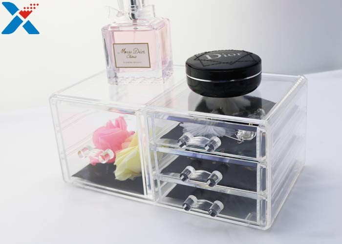 Rectangle Acrylic Makeup Drawer Organizer / Acrylic Cosmetic Organiser ROHS Approved