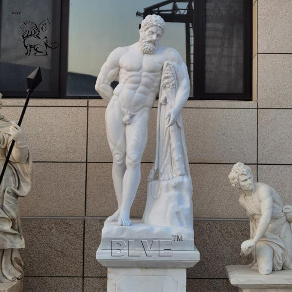 Marble Hercules Sculpture White Stone Naked Male Greek God Heracles Statues Life