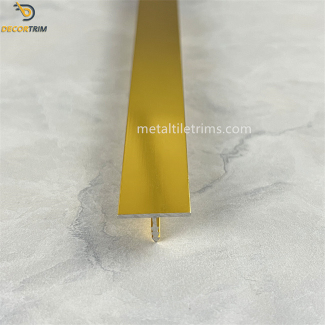 Polish Gold 25mm Aluminium Tile Edge Trim T Molding Floor And Wall Divider Strip