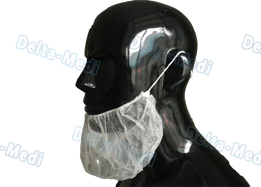 Disposable White Elastic Surgical Beard Cover , 10gsm PP Disposable Beard Net