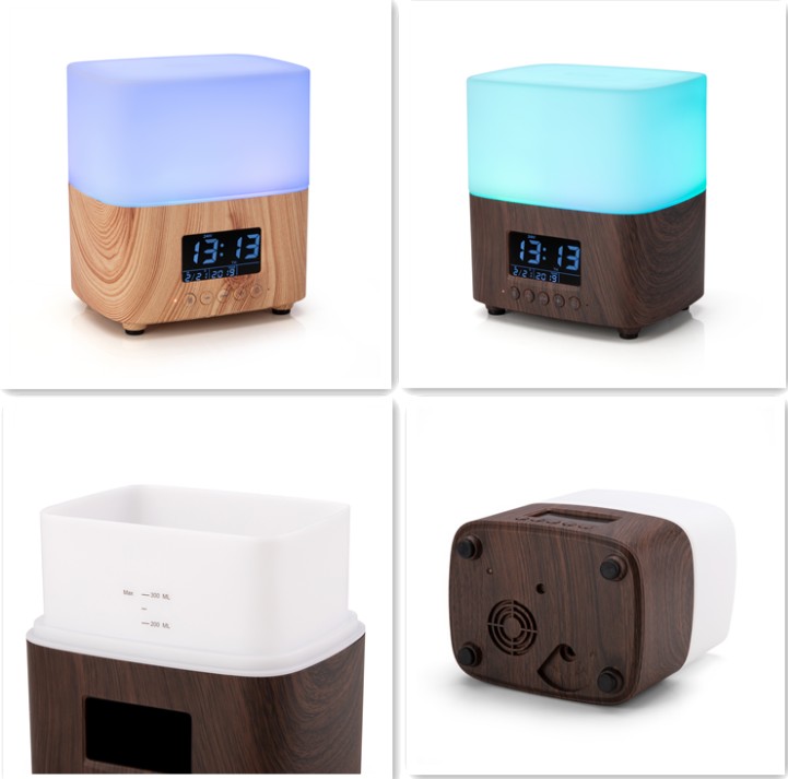 Household Wood Grain 300ML Essential Oil Diffuser Alarm Clock
