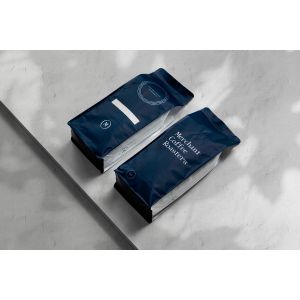  Navy Blue Customized Printed Falt Bottom Pouch With Zipper Valve Manufactures