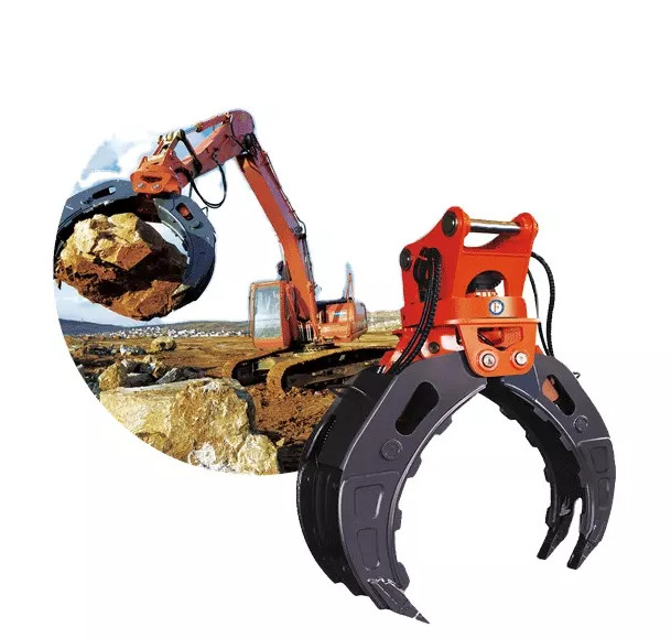 Black Excavator Rotating Grapple Opening Width Adjustments 1000-2200mm