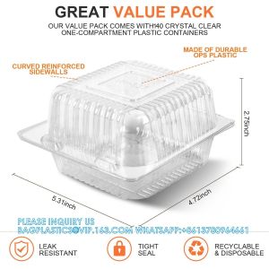 Clear Plastic Take Out Containers,Disposable Clamshell Dessert Container With