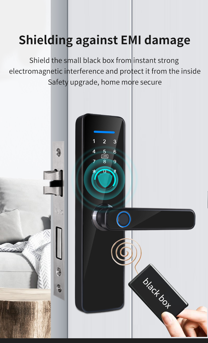 Bluetooth Intelligent Door Lock Black Tuya Wifi Smart Lock Advanced Unlocking