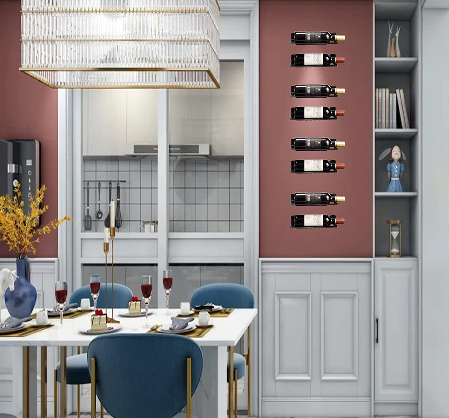 Metal Wall Red Wine Rack Hooks Bracket Hanging Wine Bottle Wall Holder for Kitchen and Bar