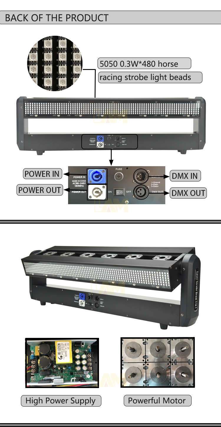 7800K 6 Head Laser Bar Indoor Work Light 200W IP20 AC110-240V