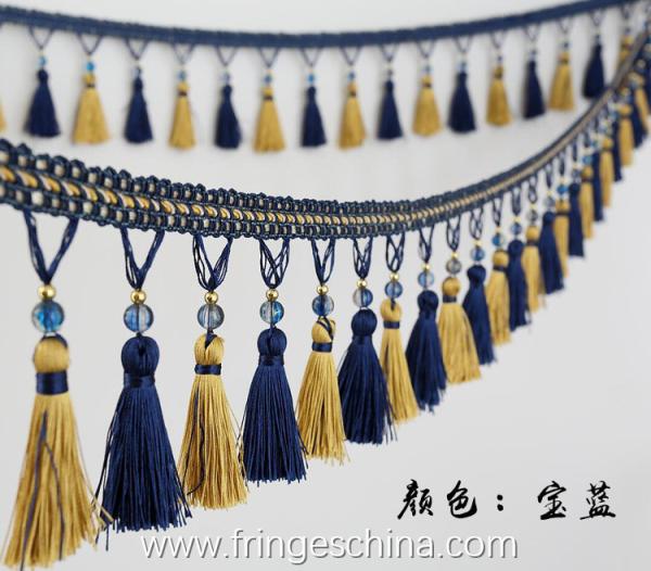 Handmade fashionable chain beads lace tassels fringes for curtain/sofa/pillow