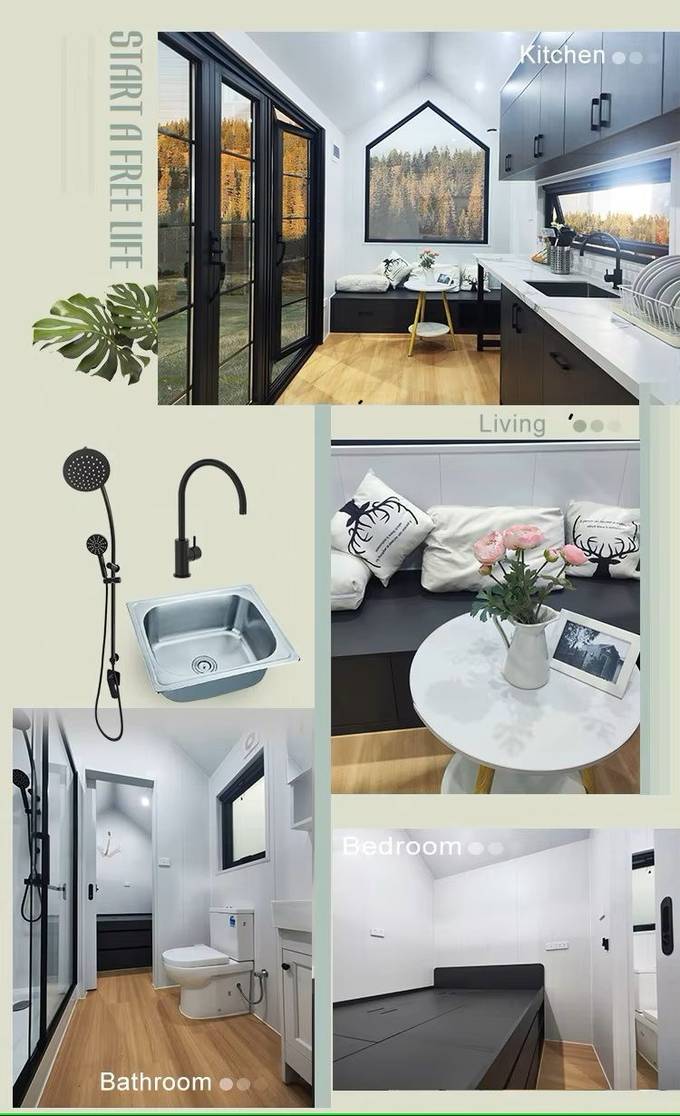 Australia Project Site Luxury Prefab Tiny House On Wheels With 10mm MDF Flooring