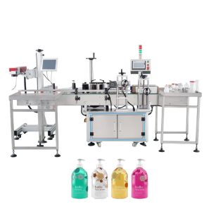 Automatic Horizontal Round Bottle Labeling Machine Top Label Applicator Machine