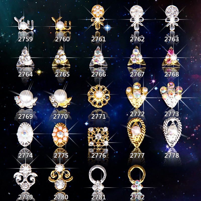 Hot NEW Wholesale Alloy Jewelry 3D Nail Art Jewelry Nail rhinestones Sticker Supplier Number ML2759-2782