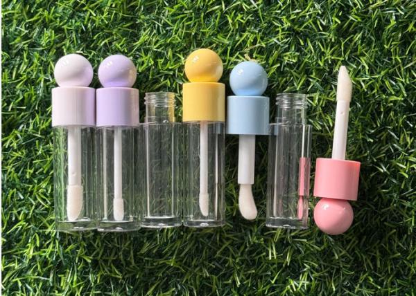 Spherical Cap 6ml Large Brush Lip Gloss Bottle Cute Round Cosmetic Lip Gloss