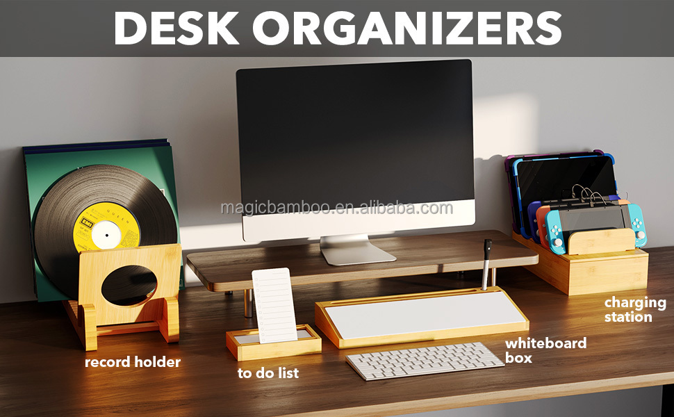 Highly Customized Bamboo Charging Station for Multiple Devices Device Cable Organizer
