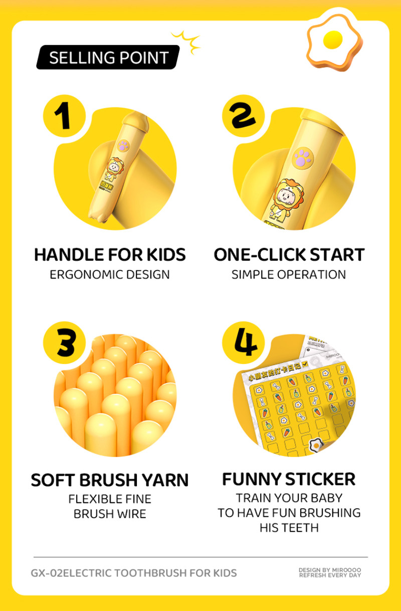 Sonic Electric Toothbrush Cartoon Smart Children Toothbrushes For 3-15 Year Old Kids