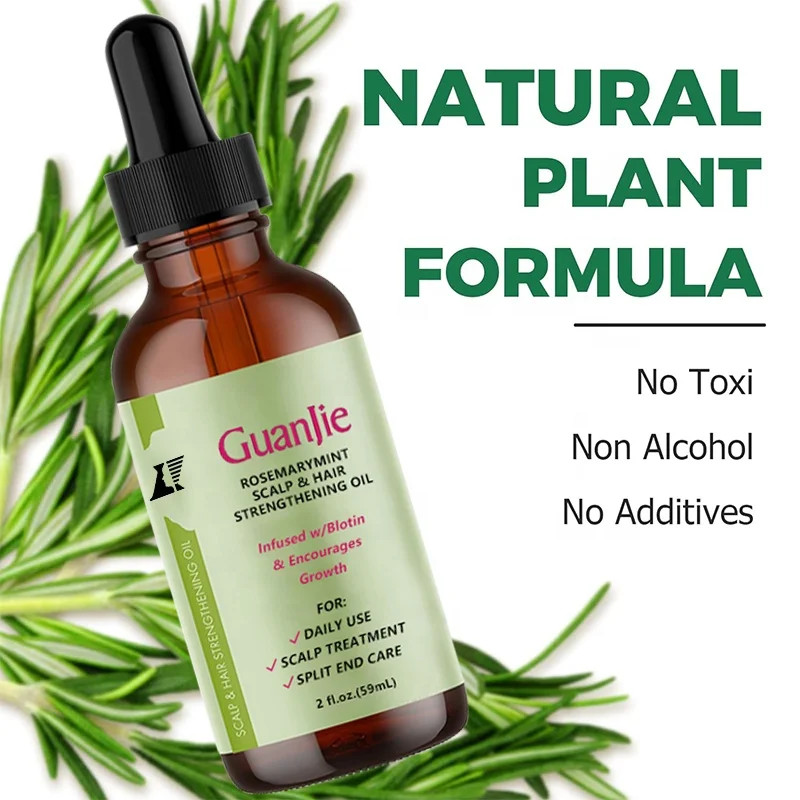 Private Label 100% Natural Hair Growth Oil Serum Rosemary Mint Scalp Strengthening Rosemary Oil Hair Growth
