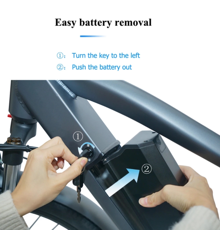 7 Speed Electric Mountain Bike 500W 48V Motor 17Ah Battery Disc Brake For Adults