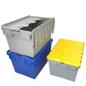 China PP Plastic Nestable Crate with Lid Recyclable and Lockable Organization Container on sale