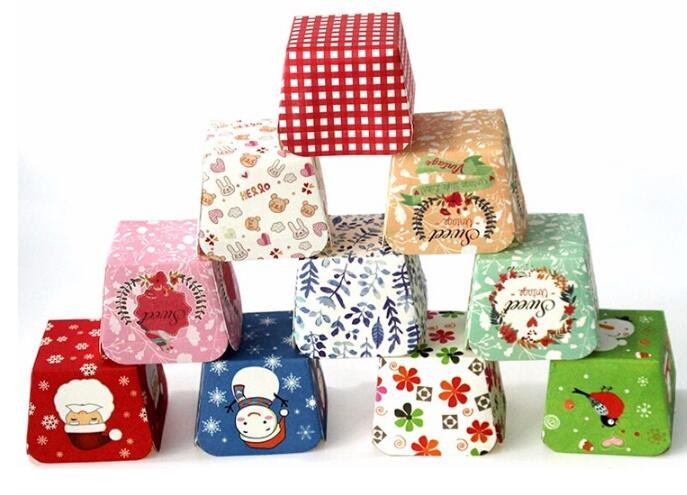 Wholesale custom Paper Cookies packing Cake Box with PVC window,Wholesale Plastic Square Birthday Wedding Packaging Clea