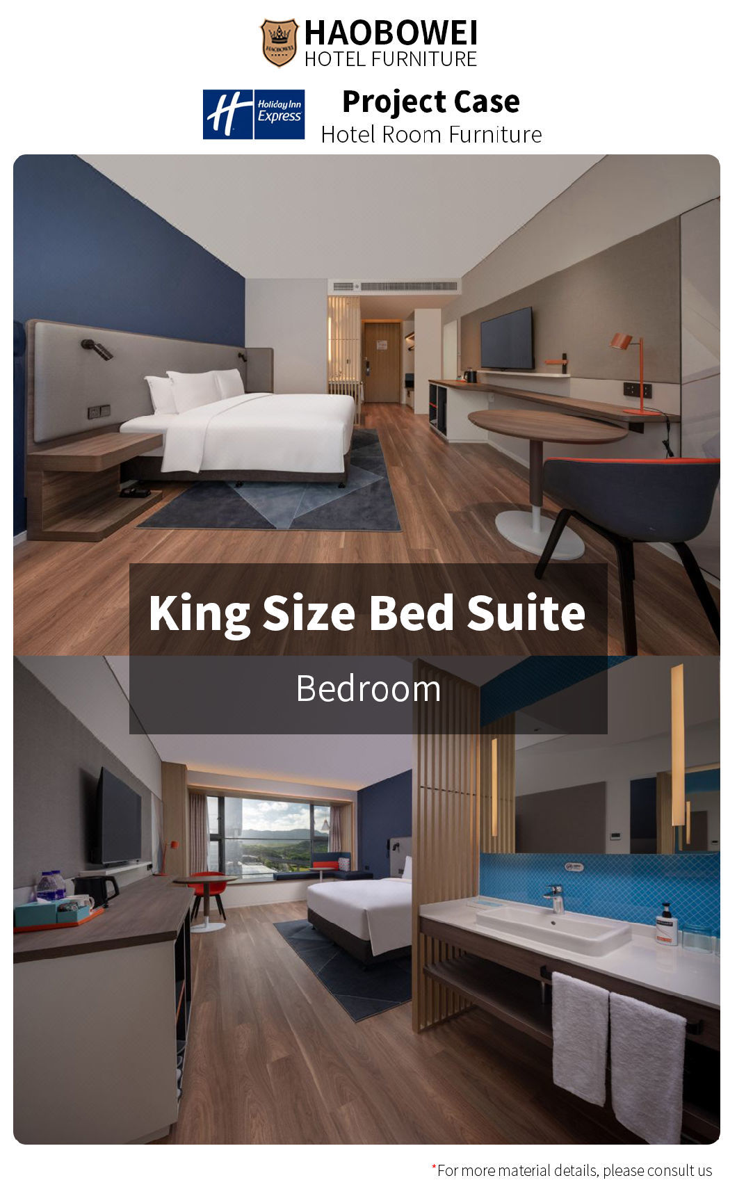 Four Star Hotel China Modern Style Standard King Size Bedroom Furniture Set