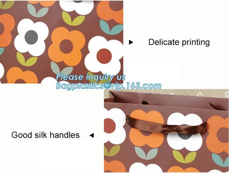 Flower carrier bag with different color customized pot plants kraft paper bag with handle,stamping logo fancy paper flow