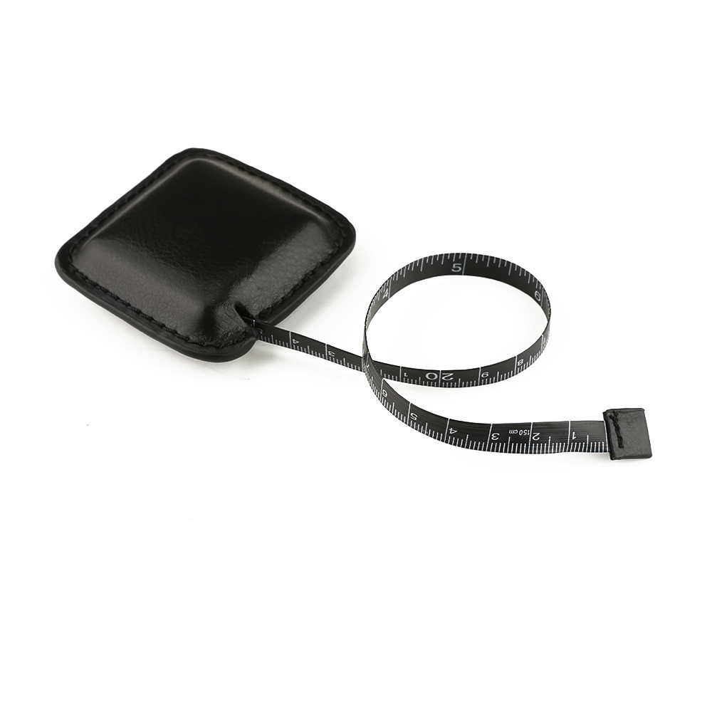 Mini Black Dual-Sided Luxurious Genuine Leather Elastic Apparel Measuring Tape With Custom Brand