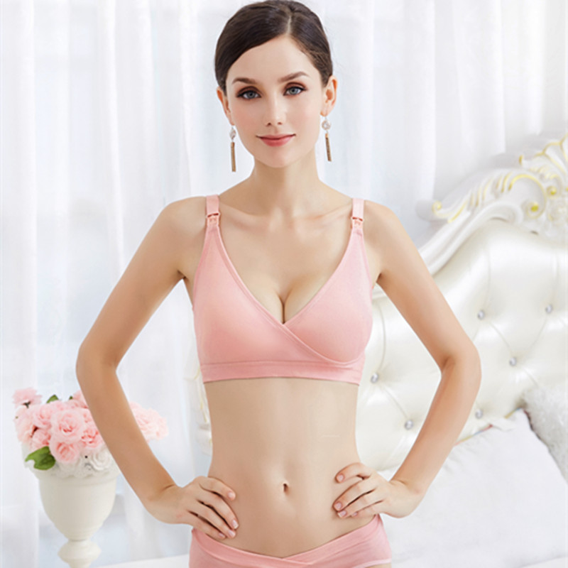 cotton breathable fork buckle no steel ring bra feeding breast crossover sexy nursing bras for women