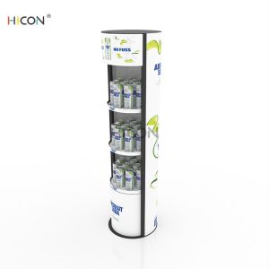 3-Tiers White Graphics Beverage Kiosk Displays Shelf Design