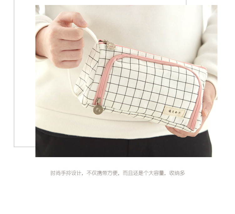 Washable Large Capacity Canvas Pen Bag Embroidery Printing 21 * 7 . 5 * 5CM