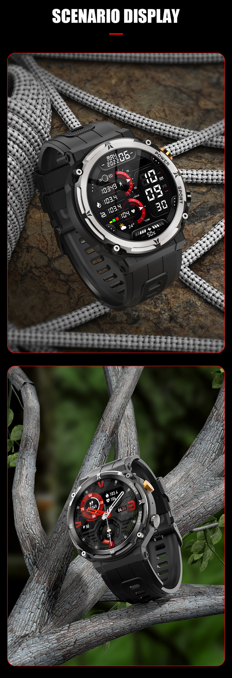 1.32" AMOLED Touchscreen, Make/Answer Calls, Heart Rate Monitor, Fitness Tracker, IP68 Waterproof