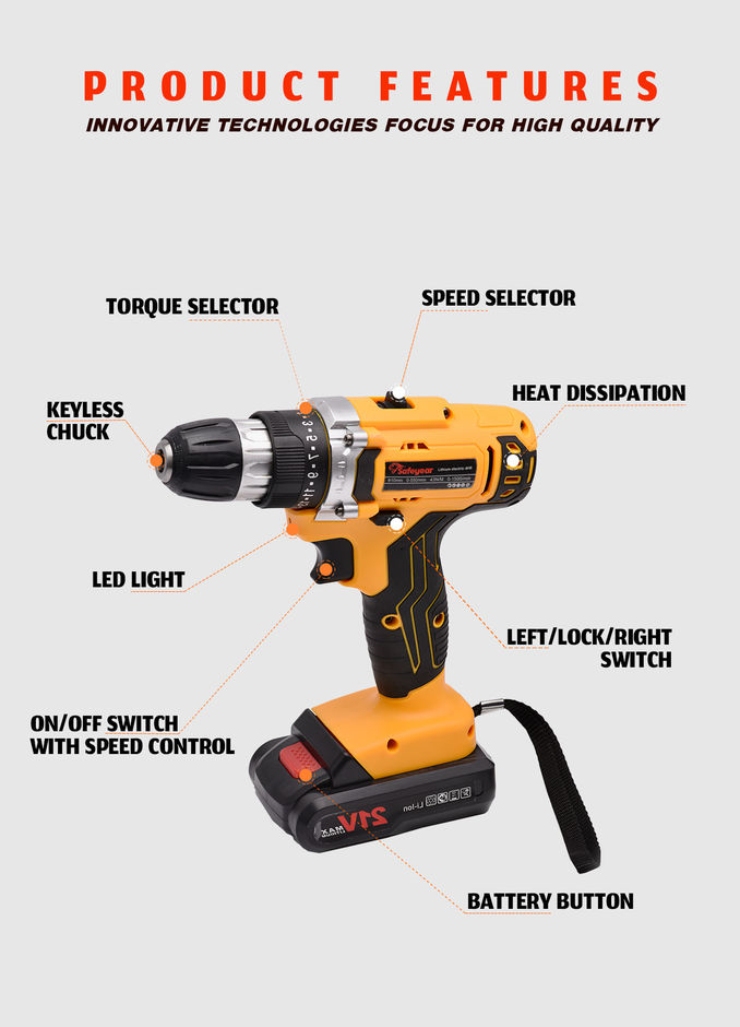 21Volt Cordless Power Tools Combo Kits 41PCS Lithium Ion Battery Operated Drill Machine