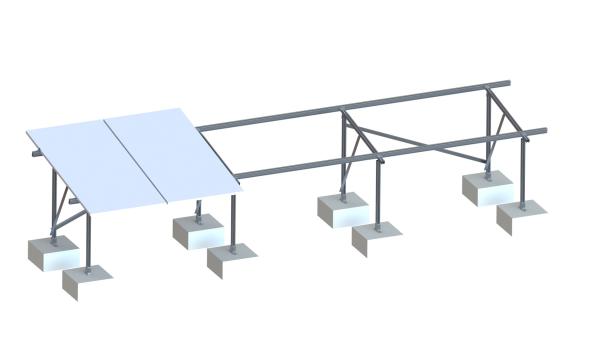 Aluminum Frameless Flat Roof Solar Mounting System , Commercial Ballast Mounting