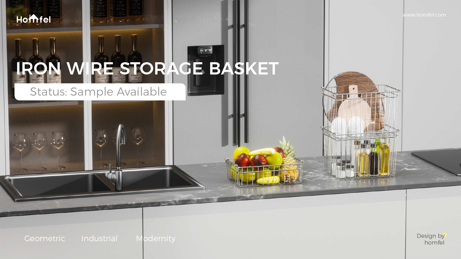 Stackable Stainless Steel Wire Basket Household Organizer 510x370x240mm