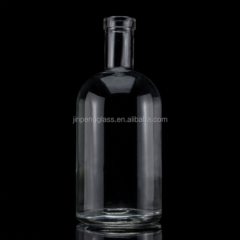Exquisite Design Vodka Liquor Bottle Clear or Customized 750ml Glass Bottle with Cork
