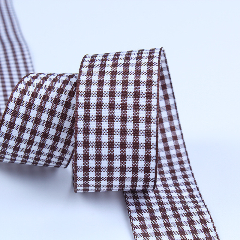 2.5cm Polyester Plaid Ribbon for Gift Packing and Chocolate Box Ribbon Bow Decoration